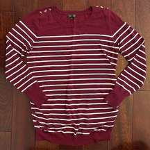 Stitch Fix Lety & Me Maternity Crew Neck Pullover Sweater Burgundy Stripe Size L