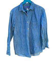 North Crest women's side large patch long sleeve button down denim