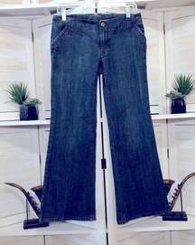 Banana Republic dark blue low waist bell bottoms denim jeans sz 4 P