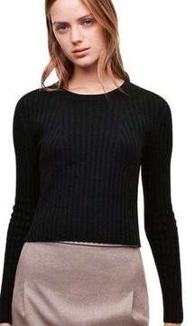 Aritzia | Babaton Nathaniel Black Ribbed Cropped Wool Blend Sweater Size Small