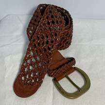 Amanda Smith Brown Brass Leather Woven Belt