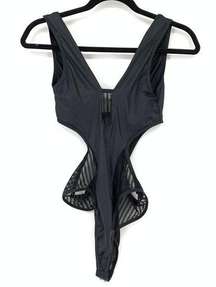 Mapale Bodysuit Women's Sz S/M Mesh Bodysuit One Piece Black Cutouts