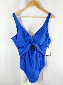 DKNY LAPIS Peek-a-Boo Twist One-Piece Swimsuit Size 18