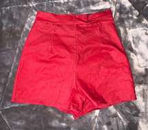 Red High Waist Shorts