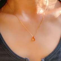 18K gold-plated drop gem necklace