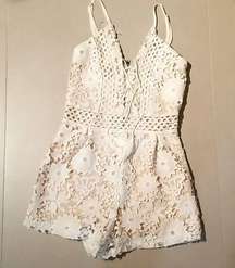 New Lac Bleu White Lace Romper