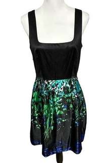 Mango Black Blue Green Bubble Dress Sz 6