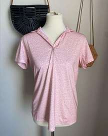 Foot Joy Pink Cheetah Polo Shirt Blue Short Sleeve Golf Athletic, Size Medium