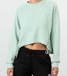 Nike Women’s Mint Green Essential Lace up cropped crewneck sweatshirt size XL