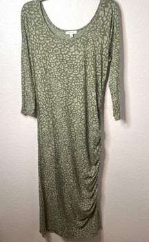 SkinnyGirl Jeans Brand Soft Stretchy Green Connie Ruched Midi Dress Size XL New!