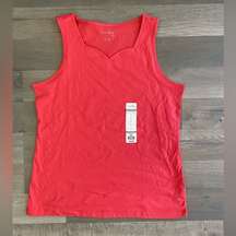 Coral Bay Women's Scallop Neck Tank Top Everyday Size Small  Coral Red New w/tag