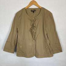 🛍4/$20 Talbots Tan Ruffle Jacket 3/4 Sleeve Blazer Jacket Size 12