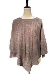 Daisy Fuentes Brown Marled Cable Knit Poncho Style Top Medium