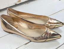 Metallic Gold Leather Flats