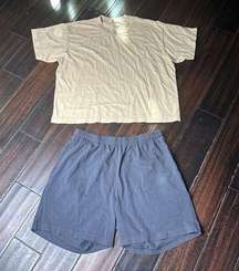 Crewneck tee shirt & drawstring waist shorts  basic casual
