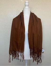 Brunello Cucinelli Cashmere and Silk Fringed Scarf in Brown NWT