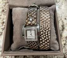 BCBGMaxazria Snakeskin Wrap Watch Silver