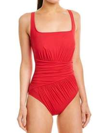 New. GOTTEX red ruched swimsuit. Size 12. Retails $168