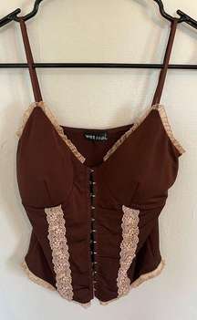 Corset Crop Tank Brown