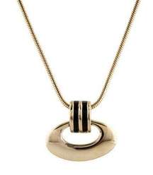 Carolina Herrera gold tone and black enamel pendant necklace