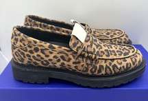 P448 Patrick Leopard Suede Leather Loafers Size 7 US 37 EU New Animal Print