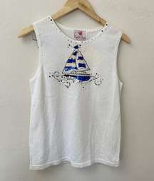The Quacker  Factory sailboat sequence Sleevless knitted top Womens Size Small