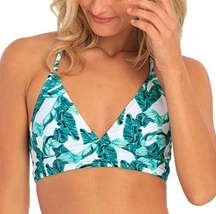 Cabana Del Sol T-Back Bikini top leaf print