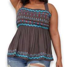 Torrid Embroidered Peplum Top Gauze Dark Grey Size 1X