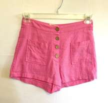 4SI3NNAI Pink Linen Button Up Shorts 