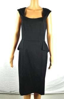 White House Black Market WHBM Little Black Dress Career Fitted Peplum Cap Sleeve