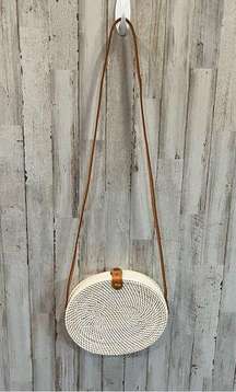 Oval Wicker Rattan Bag Straw Woven Circle Crossbody Handbag Purse