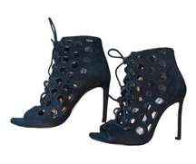 Via Spiga Eloise Black Suede Cage Booties Heels