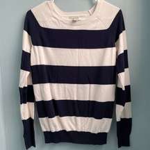 GH Bass & Co Navy Blue & White Striped Sweater Size Small