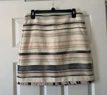 Women's LOFT Multicolor Striped Woven Fringe Hem Mini Skirt