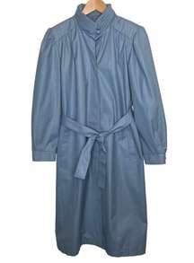 Vintage London Fog Belted Trench Coat Maincoats Longline Blue Long, size 10P