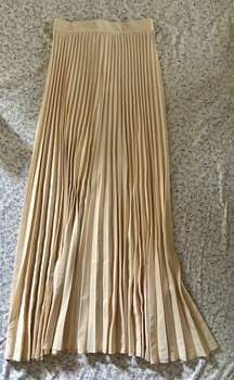 Cute White/Cream Colored Long Pleated Maxi Skirt