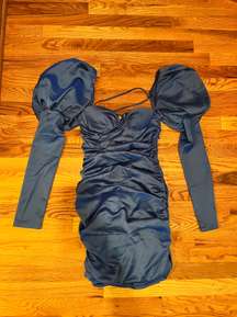 Blue Puff Sleeve Dress
