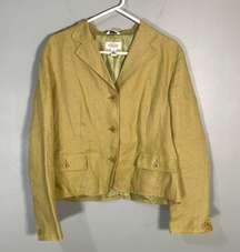 Vintage TALBOTS Irish Linen 3 button Blazer lime green size 10