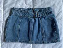 Petite Light Blue Wash Denim Buckle Detail Mini Skirt size 0