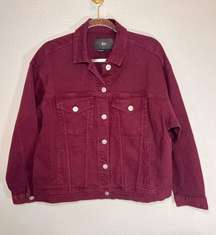 3x1 Oversized Classic Burgundy Denim Jacket Size S