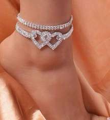 Gorgeous 2 silver sparkle stone ankle bracelet! New