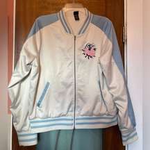 Disney Alice in Wonderland Cream Embroidered Zip Up Bomber Jacket- Large