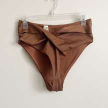 Aerie Size L Brown High Cut Cheeky Textured Swim Bottom NEW NWT