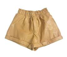 Forever 21 Caramel light Brown Faux Leather Shorts Women's S Stretch Waist Cuffe