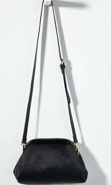 Faux Leather Clamshell Clutch Crossbody Black