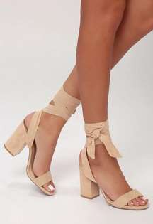 Nude Lace Up Heels