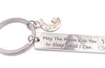 NWT stainless steel moon charm Loving keychain