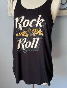 Rock N Roll Thunder Bolt Leopard Muscle Tank Top Black Small