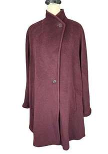 MaxMara burgundy virgin wool longline peacoat coat size 10