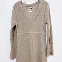 The North Face Tan Wool Blend Sweater Dress Knit Long Sleeve Womens Size Medium